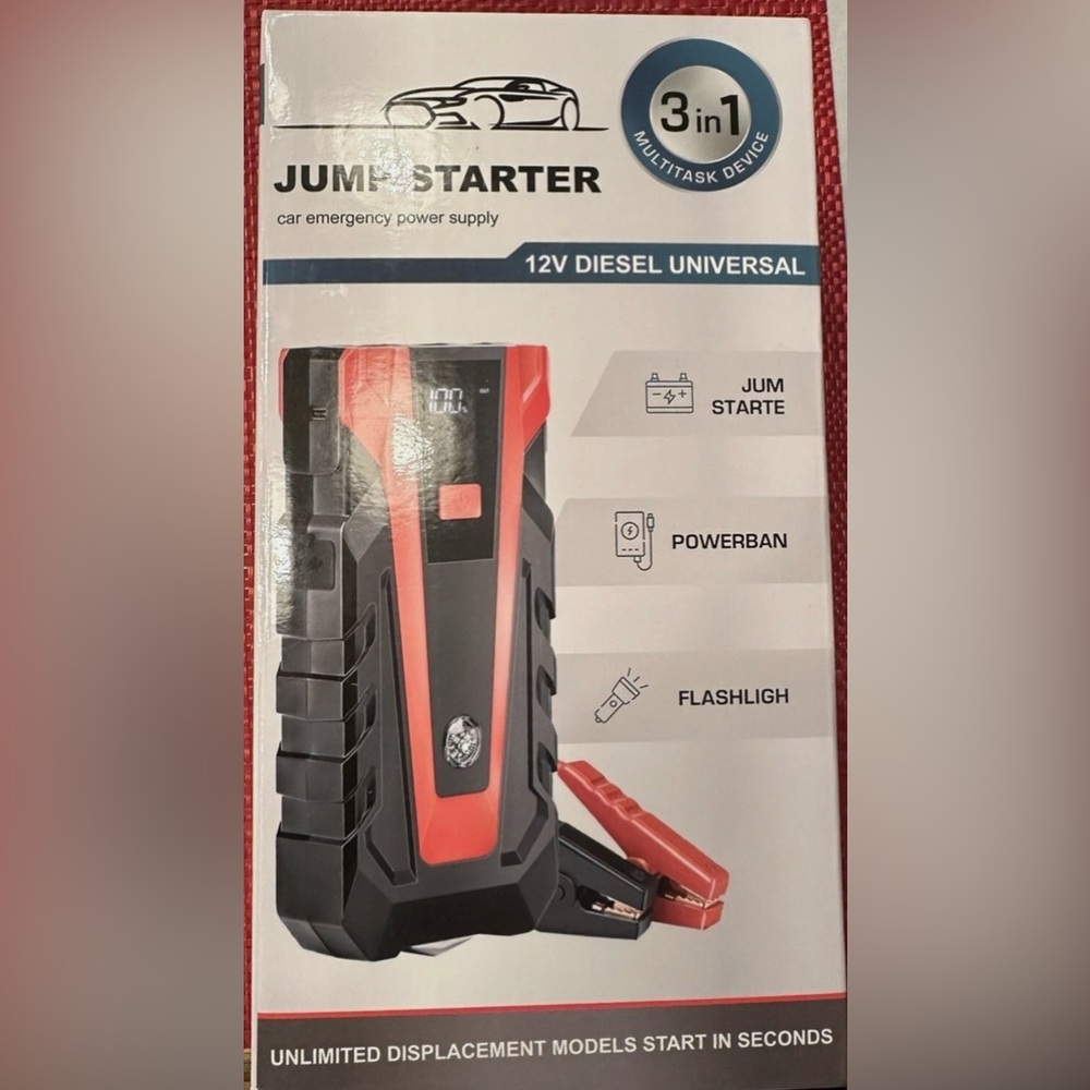 Car Battery Jump Starter, 12V Jump Starter Battery Pack 3 in 1 NIB